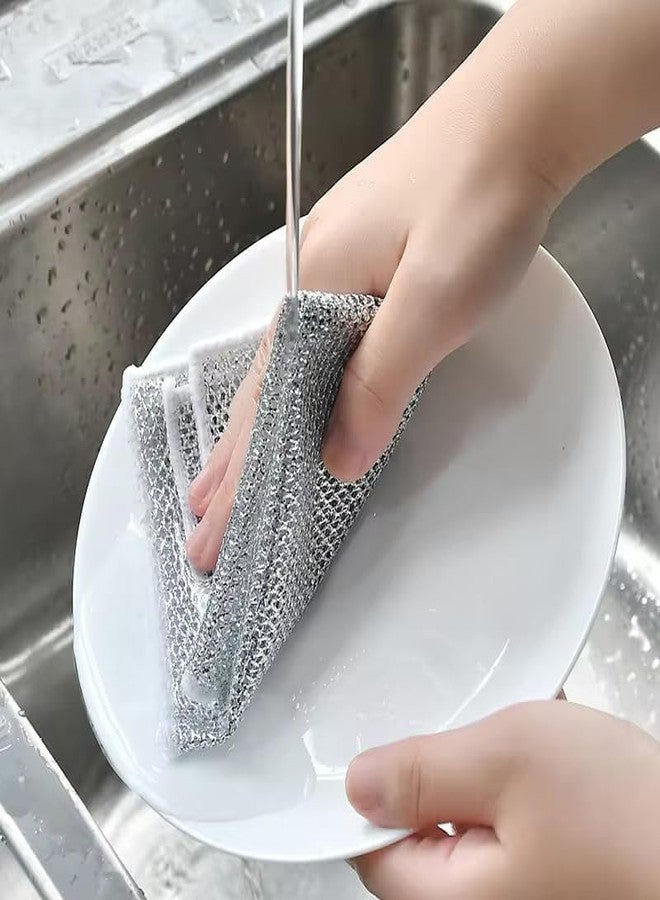 Catron Pack of 20 Multipurpose Wire Dishwashing Rags for Dry and Wet Stainless Steel Scrubber 2 Layer Non-Scratch Mesh Wire Dish Cleaning Scrubber Cloths or Washing Dishes Sin - Image 3